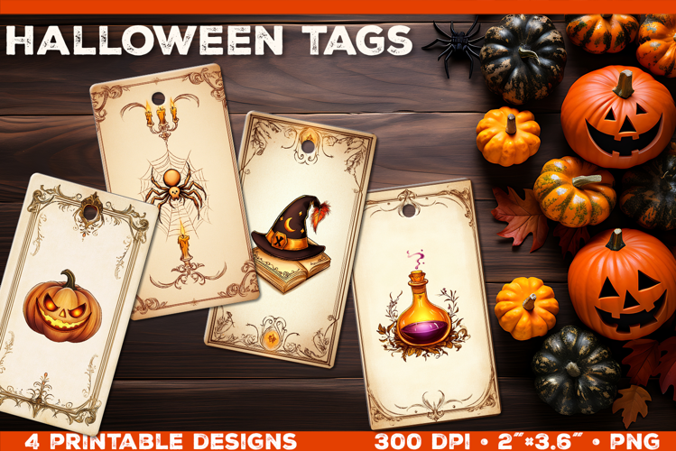 Printable Halloween Gift Tags with Classic Halloween Symbols