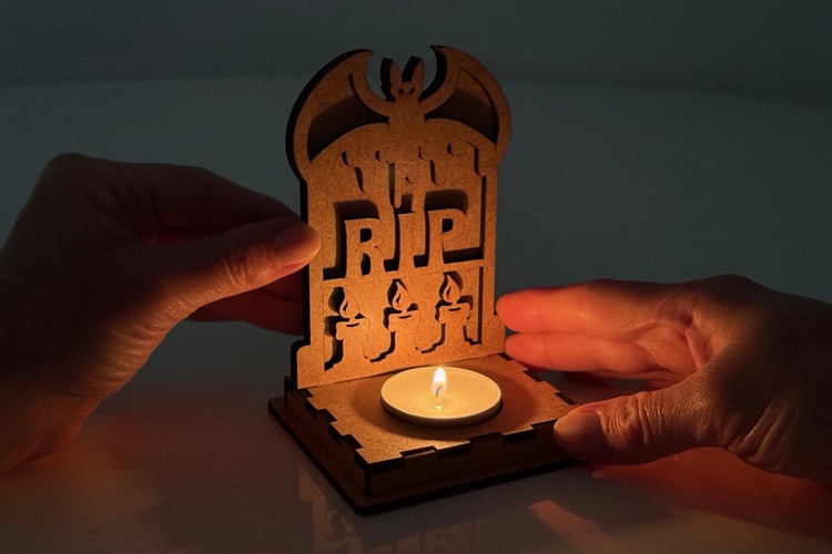 RIP Tombstone Candle Holder - Halloween Tea Light Lantern