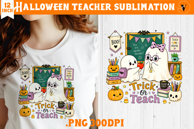Cute Halloween Teacher sublimation | Trick or Teach design