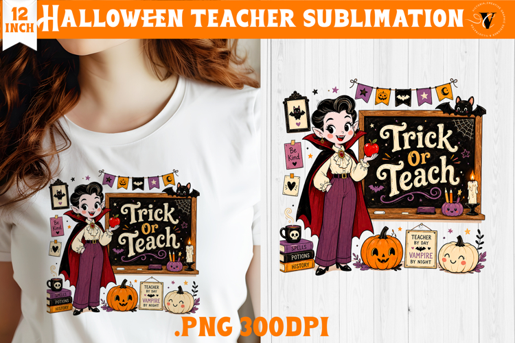 Cute Halloween Teacher sublimation | Trick or Teach design