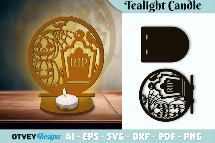 Halloween Tealight Candle Holder Laser Cut