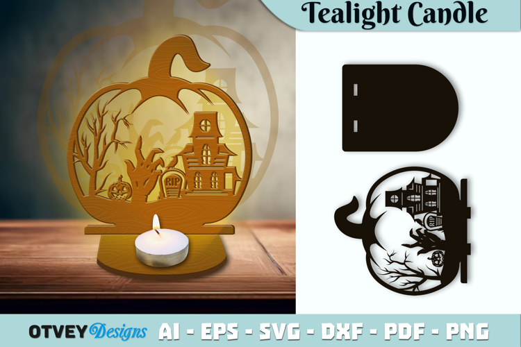 Halloween Tealight Candle Holder Laser Cut