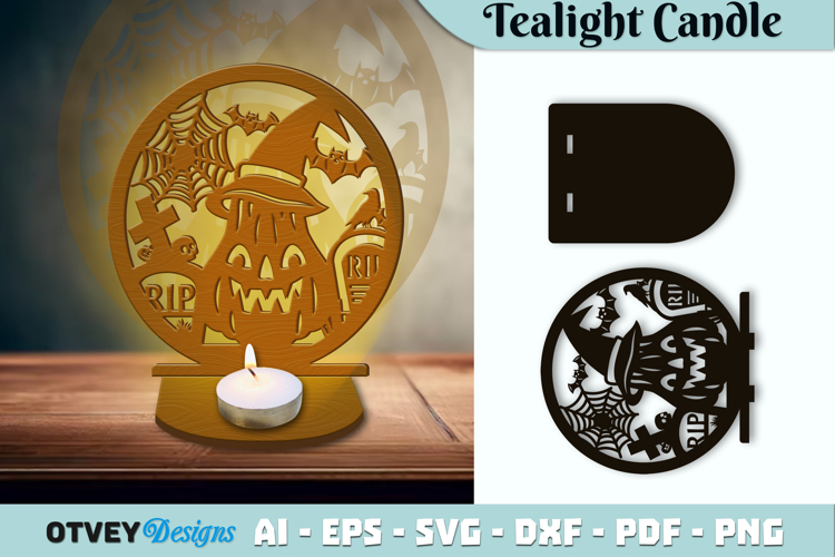 Halloween Tealight Candle Holder Laser Cut