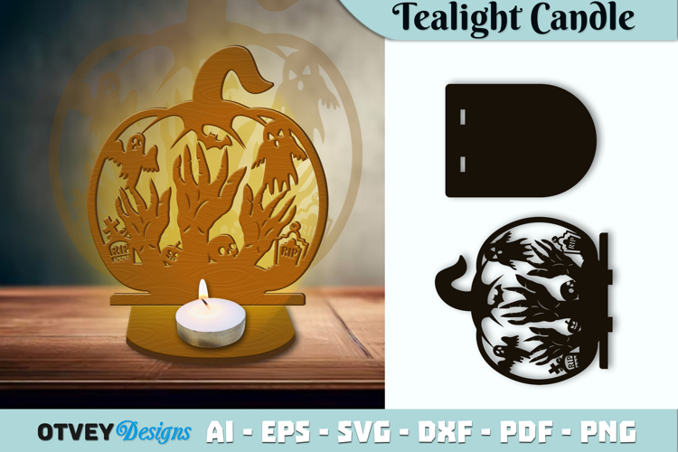 Halloween Tealight Candle Holder Laser Cut