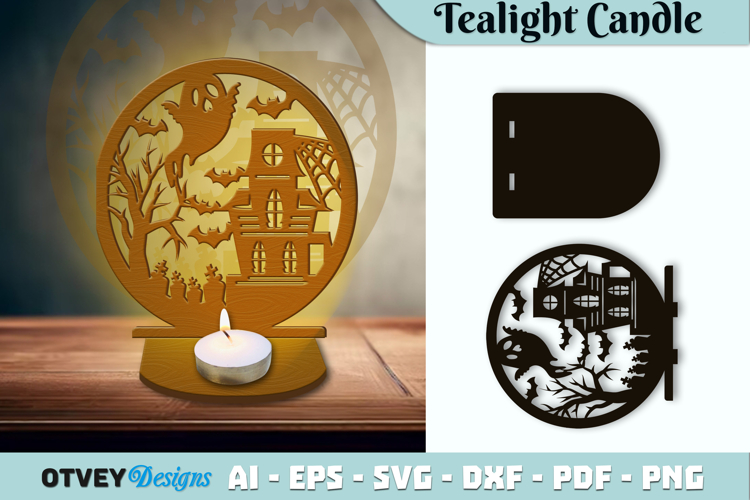 Halloween Tealight Candle Holder Laser Cut