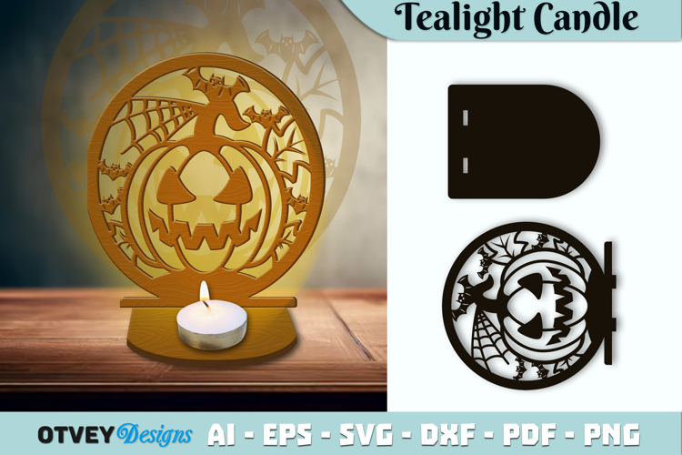 Halloween Tealight Candle Holder Laser Cut