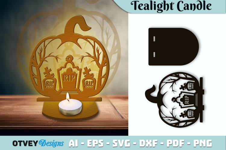 Halloween Tealight Candle Holder Laser Cut