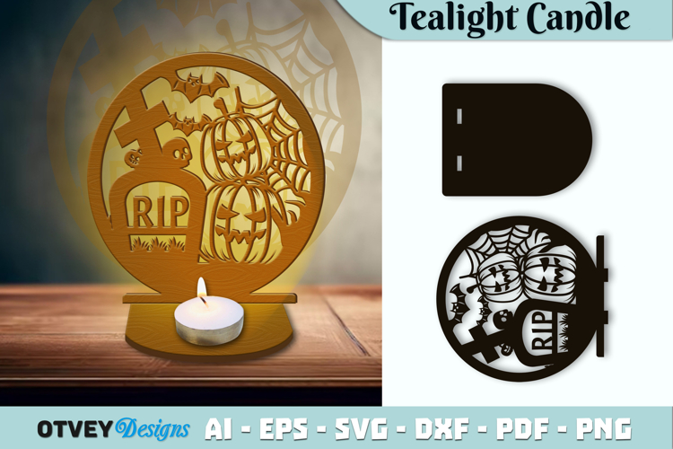 Halloween Tealight Candle Holder Laser Cut
