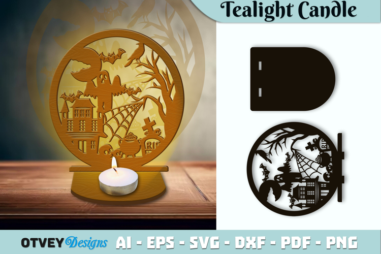 Halloween Tealight Candle Holder Laser Cut