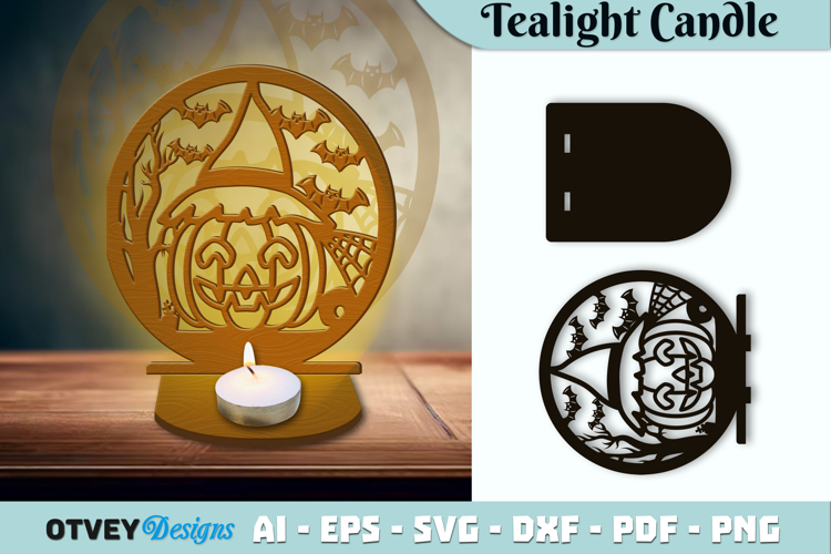 Halloween Tealight Candle Holder Laser Cut
