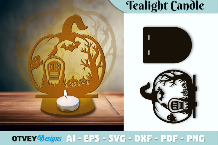 Halloween Tealight Candle Holder Laser Cut