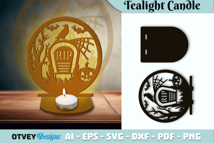 Halloween Tealight Candle Holder Laser Cut