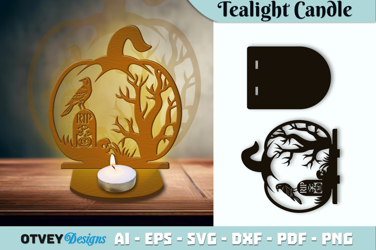 Halloween Tealight Candle Holder Laser Cut