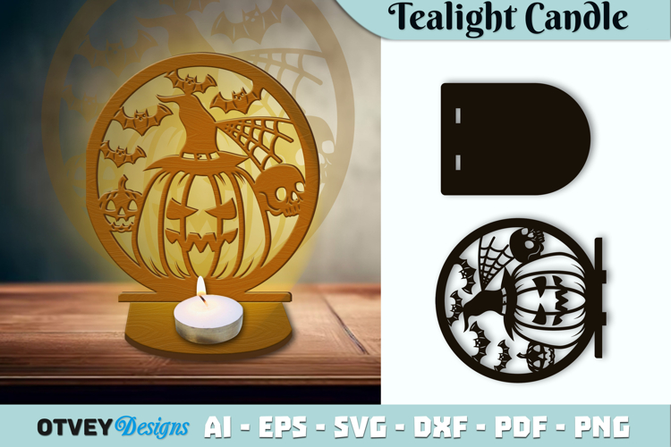 Halloween Tealight Candle Holder Laser Cut