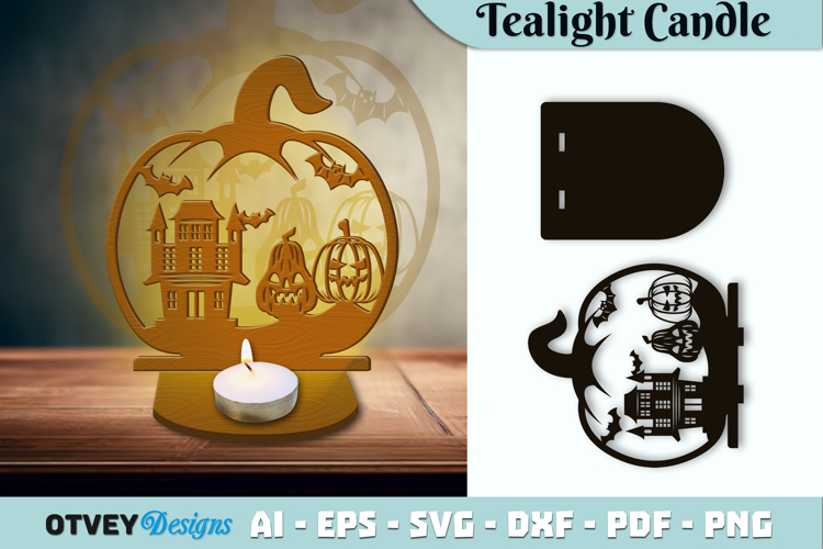 Halloween Tealight Candle Holder Laser Cut
