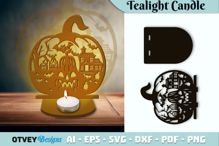 Halloween Tealight Candle Holder Laser Cut