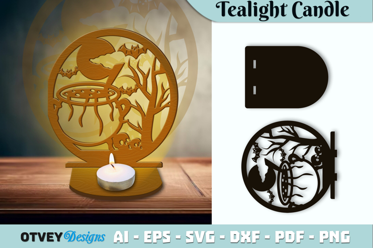 Halloween Tealight Candle Holder Laser Cut