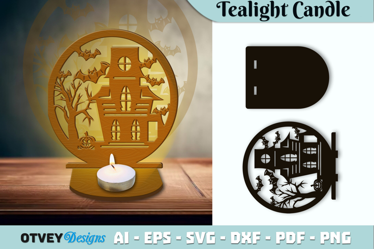 Halloween Tealight Candle Holder Laser Cut