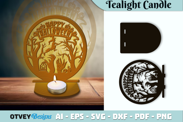 Halloween Tealight Candle Holder Laser Cut