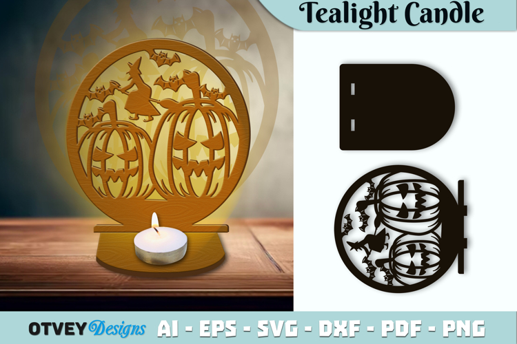 Halloween Tealight Candle Holder Laser Cut