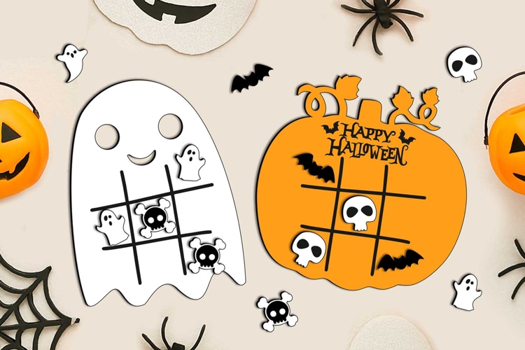 Halloween Tic Tac Toe Kid Game Child Fun Play SVG Laser Gift