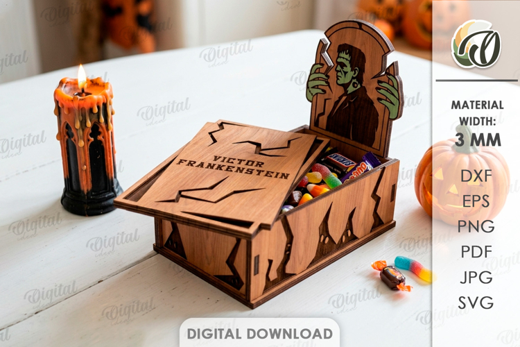 Halloween Tombstone Candy Box Laser Cut. Treat Box SVG