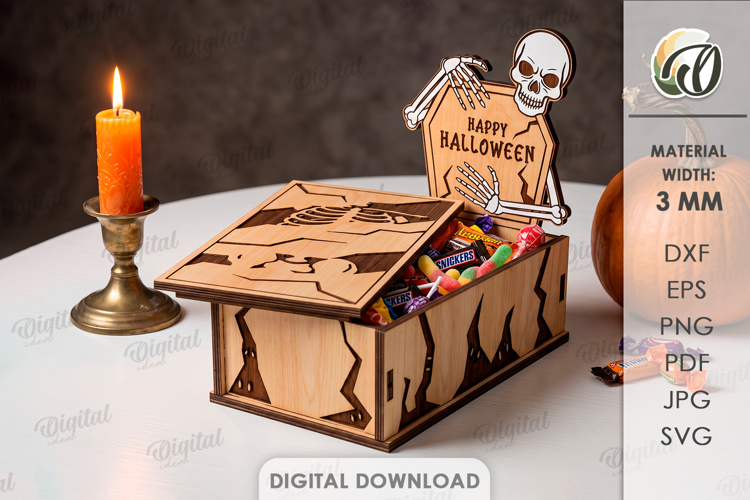 Halloween Tombstone Candy Box Laser Cut. Treat Box SVG