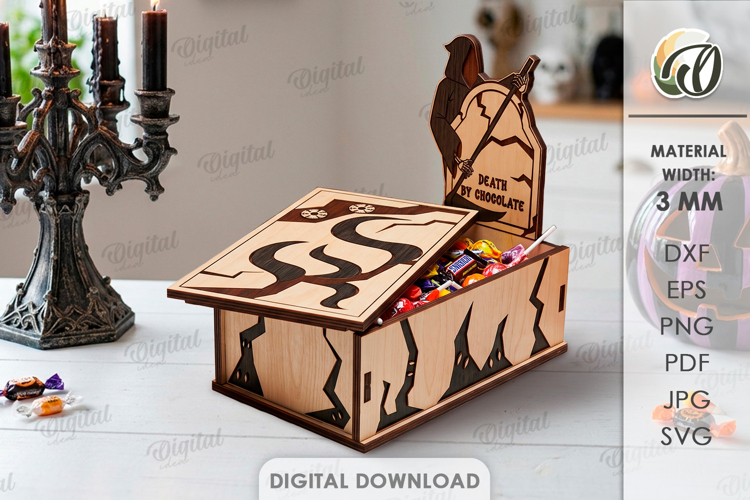 Halloween Tombstone Candy Box Laser Cut. Treat Box SVG