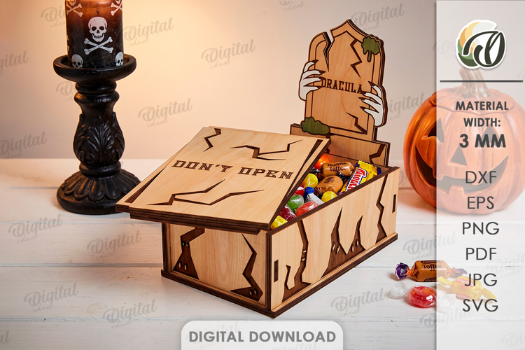 Halloween Tombstone Candy Box Laser Cut. Treat Box SVG