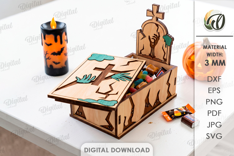 Halloween Tombstone Candy Box Laser Cut. Treat Box SVG