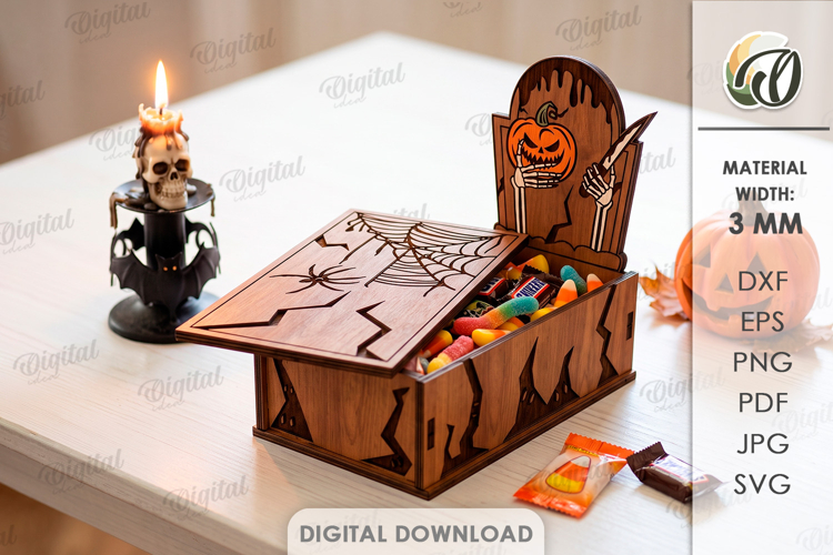Halloween Tombstone Candy Box Laser Cut. Treat Box SVG
