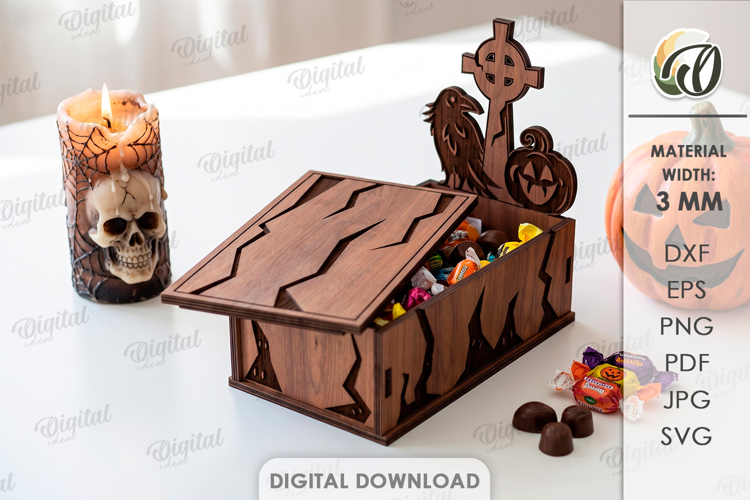Halloween Tombstone Candy Box Laser Cut. Treat Box SVG