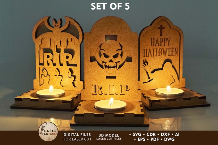 Halloween Tombstone Candle Holders | Tea Light Lanterns