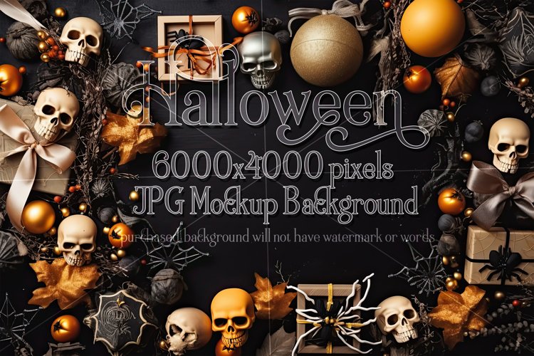 Halloween Mockup, 6000x4000 Halloween Top View Table, d1 example image 1