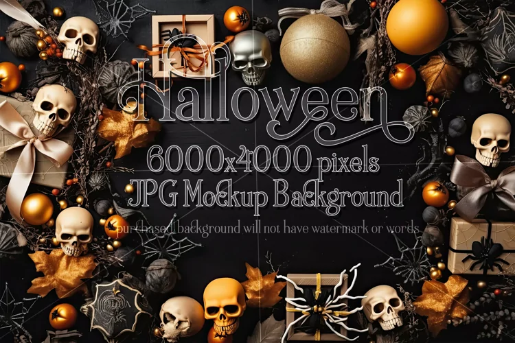 Halloween Mockup, 6000x4000 Halloween Top View Table, d1