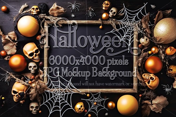 Halloween Mockup, 6000x4000 Halloween Top View Table, d12 example image 1
