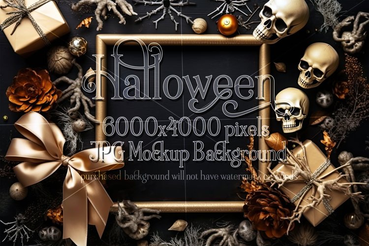 Halloween Mockup, 6000x4000 Halloween Top View Table, d8 example image 1