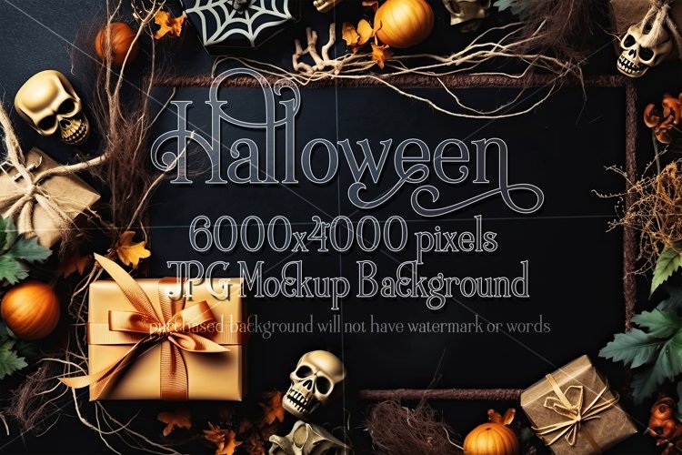 Halloween Mockup, 6000x4000 Halloween Top View Table, d9 example image 1
