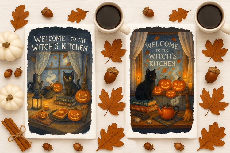 Halloween Kitchen Towel,Witch Kitchen Towel