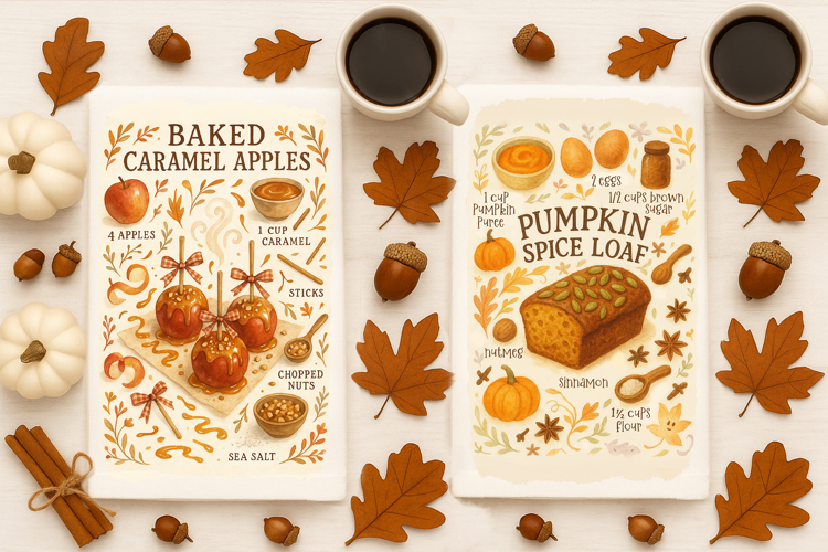 Fall Kitchen Towel, Autumn Recipes