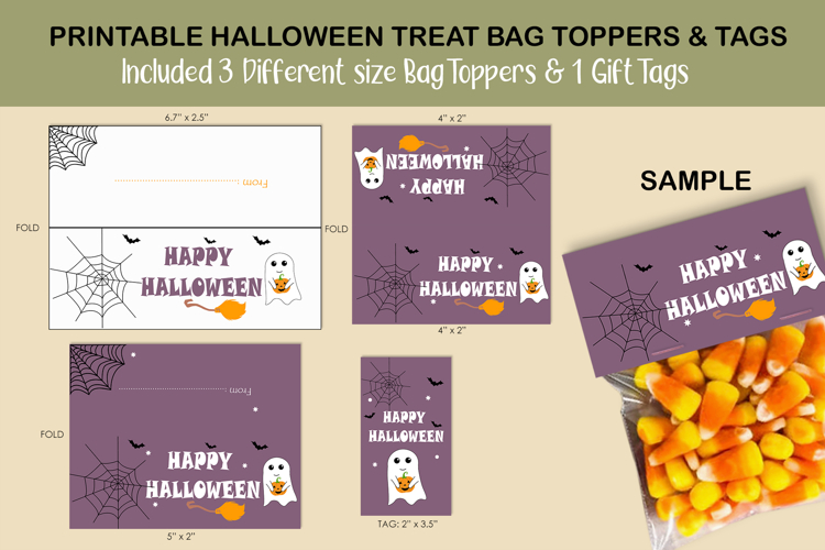 Halloween treat bag toppers and Tag
