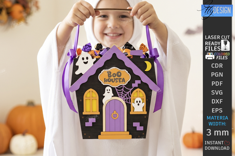 Halloween Treat Basket Laser Cut | Halloween Candy Box SVG