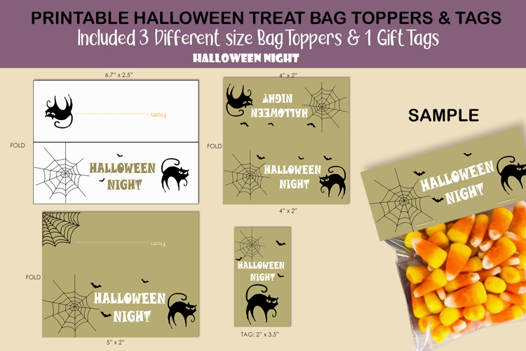Halloween Night treat bag topper & Tag SVG