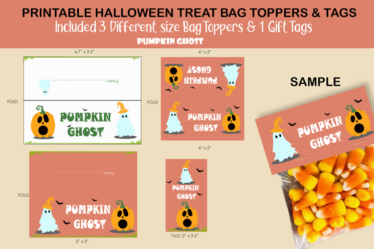 Pumpkin Ghost treat bag topper
