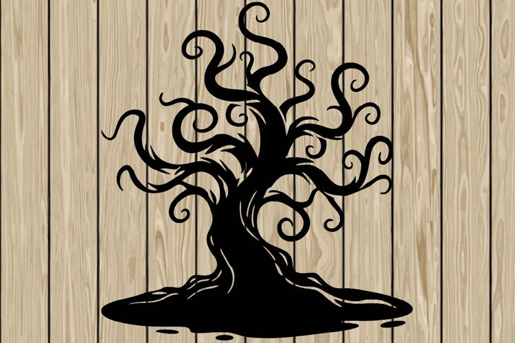 Halloween tree stencil silhouette SVG