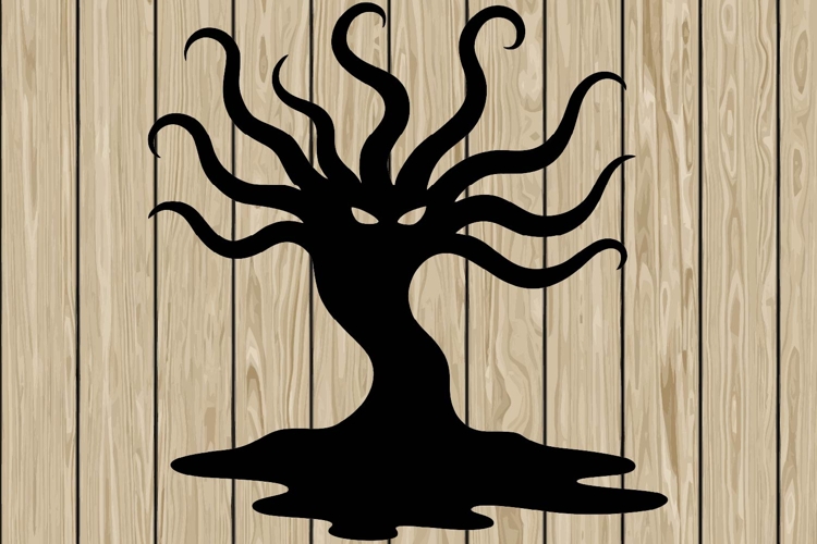 Halloween tree stencil silhouette SVG