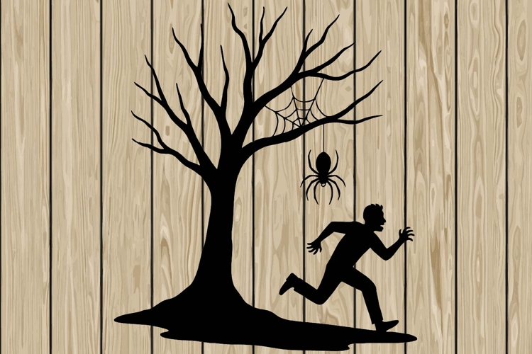 Halloween tree stencil silhouette SVG
