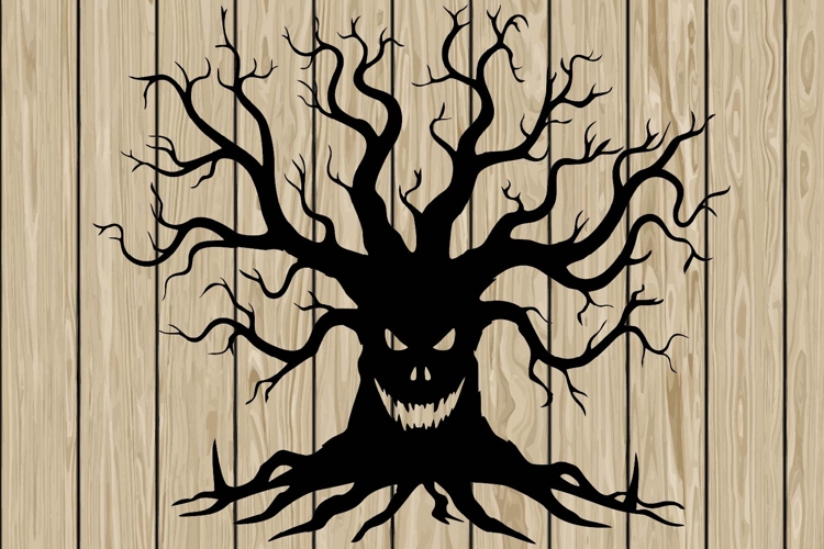 Halloween tree stencil silhouette SVG