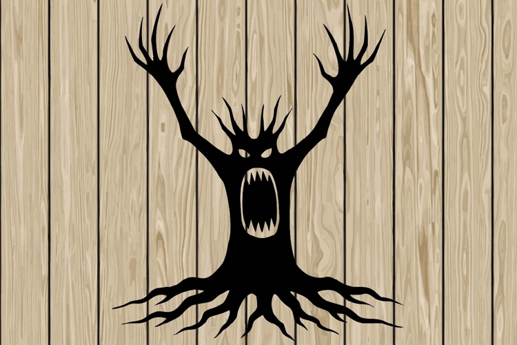 Halloween tree stencil silhouette SVG