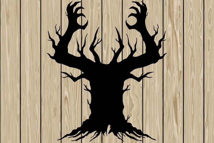 Halloween tree stencil silhouette SVG
